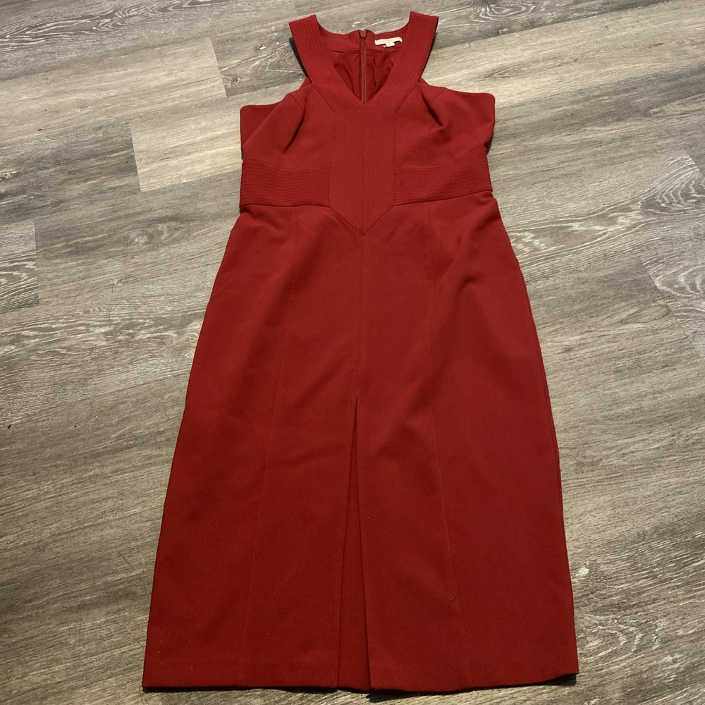 ***NWT***EVA MENDES FOR NEW YORK & COMPANY "MARISOL" MIDI RED DRESS SIZE 10‎